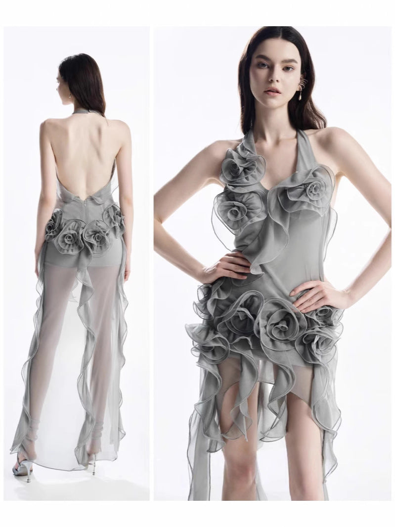 Flower halter neck dress