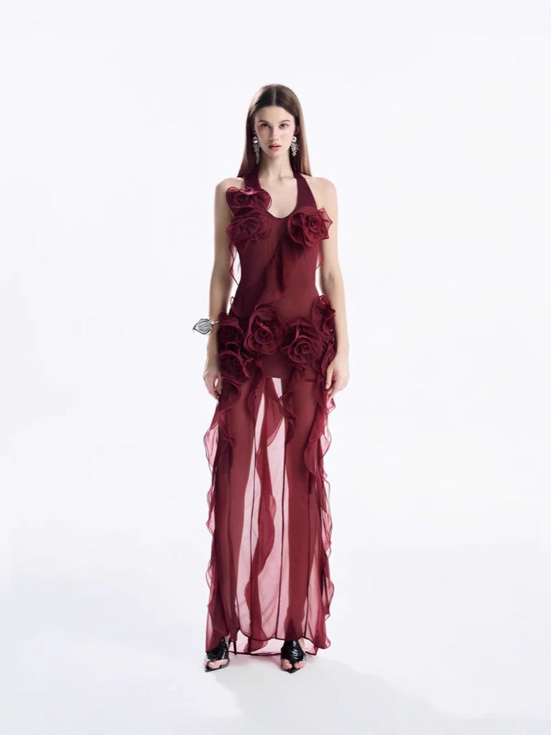 Flower halter neck dress
