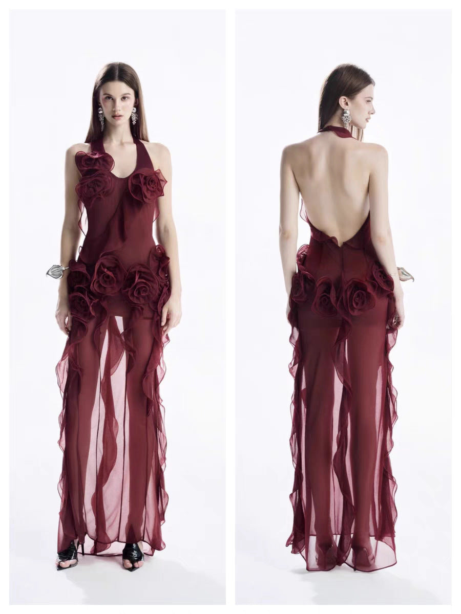 Flower halter neck dress